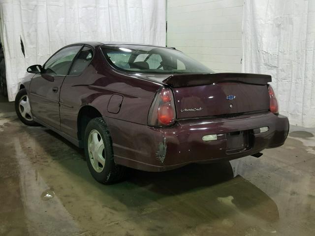 2G1WW12E939386542 - 2003 CHEVROLET MONTE CARL ბურგუნდია ფოტო 3