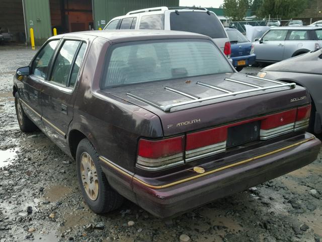 3P3AA4634ST552973 - 1995 PLYMOUTH ACCLAIM PURPLE photo 3