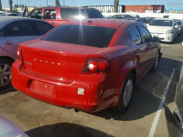 1C3CDZAB0DN567277 - 2013 DODGE AVENGER SE RED photo 4