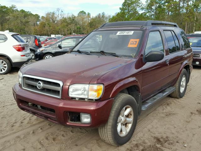 JN8DR09X44W801478 - 2004 NISSAN PATHFINDER MAROON photo 2