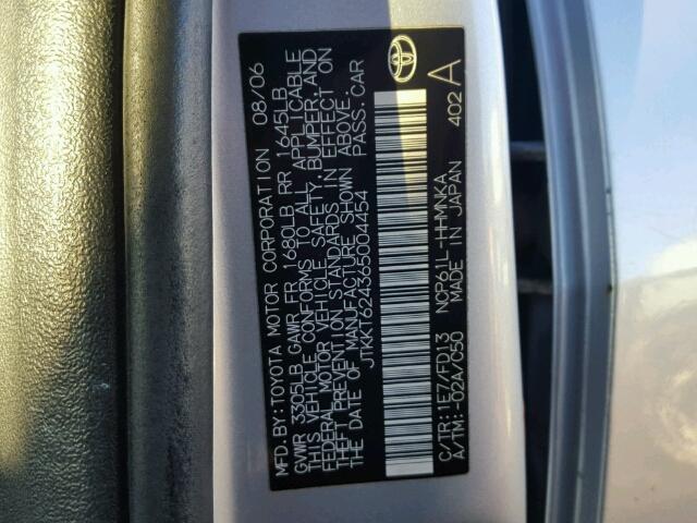 JTKKT624365004454 - 2006 TOYOTA SCION XA SILVER photo 10