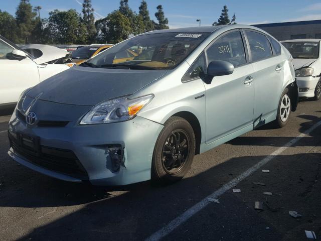 JTDKN3DU9E1829921 - 2014 TOYOTA PRIUS GREEN photo 2