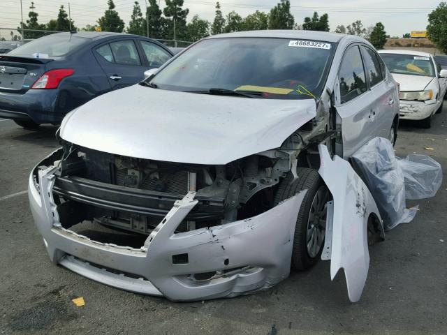 3N1AB7AP2DL756296 - 2013 NISSAN SENTRA S SILVER photo 2