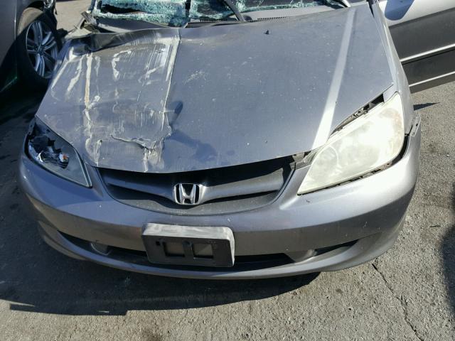 2HGES26795H551001 - 2005 HONDA CIVIC EX GRAY photo 7