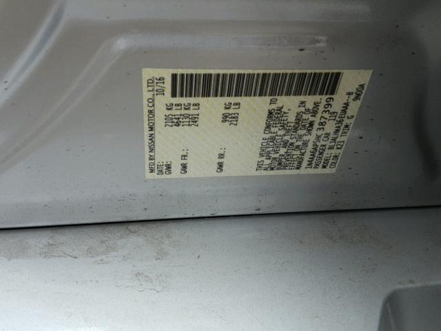 1N4AA6AP5HC387399 - 2017 NISSAN MAXIMA 3.5 SILVER photo 10