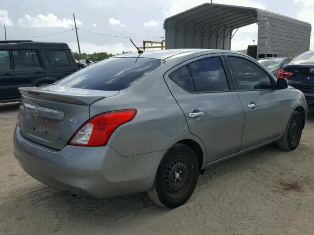 3N1CN7AP4EL813826 - 2014 NISSAN VERSA S GRAY photo 4