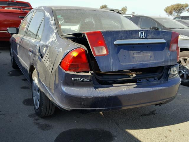 2HGES26761H562046 - 2001 HONDA CIVIC EX BLUE photo 3