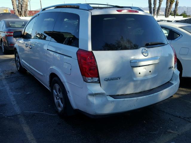 5N1BV28U47N129431 - 2007 NISSAN QUEST S WHITE photo 3