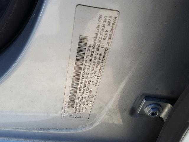 3VW2K7AJ0BM365827 - 2011 VOLKSWAGEN JETTA BASE GRAY photo 10