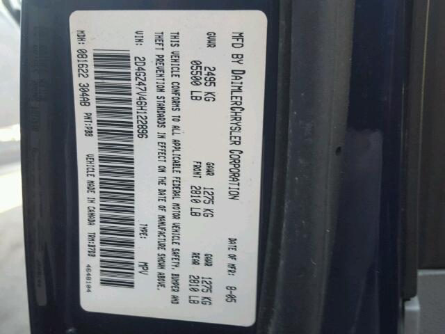 2D4GZ47V46H122896 - 2006 DODGE MAGNUM SXT BLUE photo 10