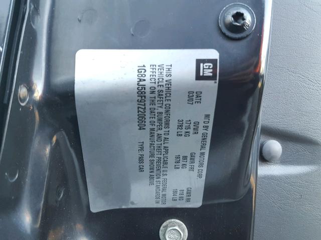 1G8AJ58F97Z206604 - 2007 SATURN ION LEVEL BLACK photo 10