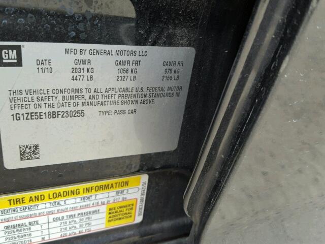 1G1ZE5E18BF230255 - 2011 CHEVROLET MALIBU LTZ 黑色 照片 10