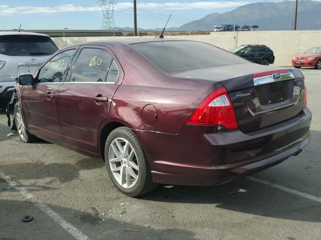 3FAHP0JA8BR342908 - 2011 FORD FUSION SEL BURGUNDY photo 3