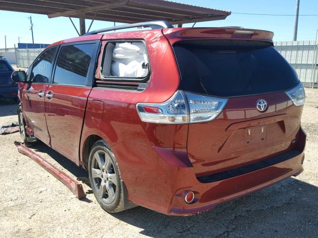 5TDXZ3DC8HS836500 - 2017 TOYOTA SIENNA SE RED photo 3