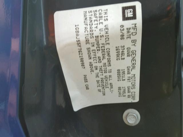 1G8AJ55F76Z190907 - 2006 SATURN ION LEVEL Mavi foto 10