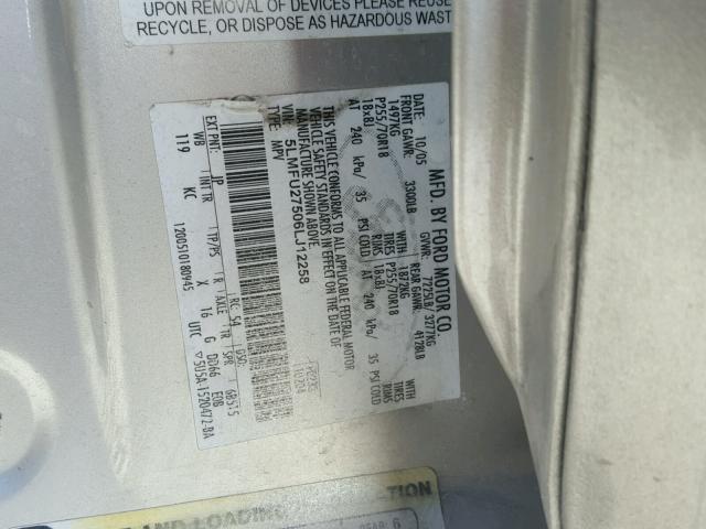 5LMFU27506LJ12258 - 2006 LINCOLN NAVIGATOR 银色 照片 10