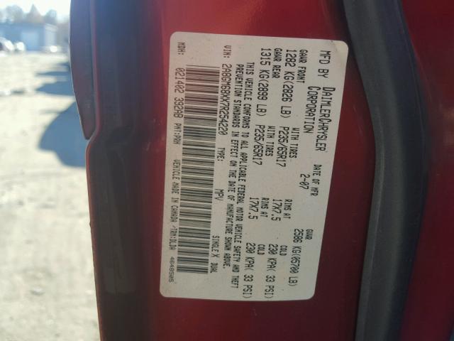 2A8GM68XX7R254220 - 2007 CHRYSLER PACIFICA T RED photo 10