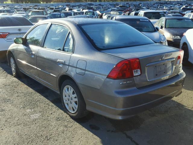 2HGES16554H508198 - 2004 HONDA CIVIC LX GRAY photo 3