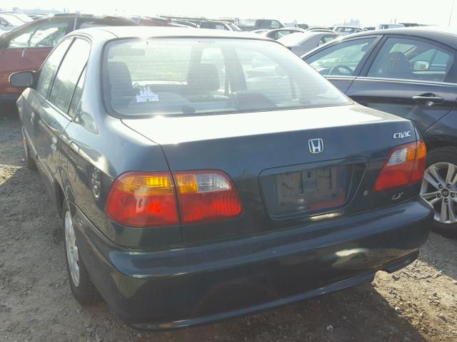 JHMEJ6674YS013374 - 2000 HONDA CIVIC LX GREEN photo 3