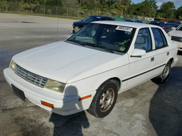 1P3XP28D9MN542090 - 1991 PLYMOUTH SUNDANCE A WHITE photo 2