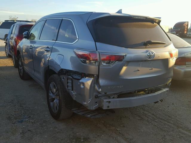 5TDKKRFH8FS101863 - 2015 TOYOTA HIGHLANDER SILVER photo 3