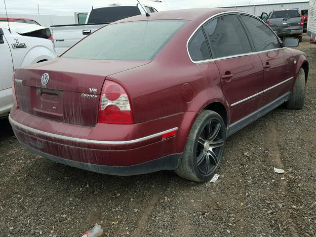 WVWTH63B62P186594 - 2002 VOLKSWAGEN PASSAT GLX RED photo 4