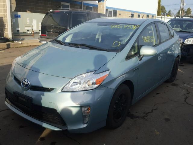 JTDKN3DU3C1556200 - 2012 TOYOTA PRIUS TEAL photo 2