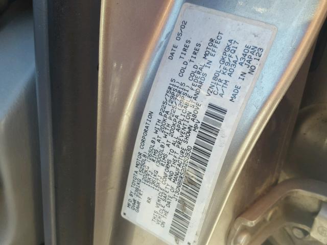 JT3GN86R520250930 - 2002 TOYOTA 4RUNNER SR SILVER photo 10