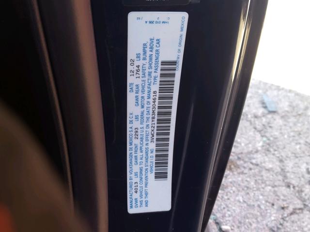 3VWCK21Y83M304618 - 2003 VOLKSWAGEN NEW BEETLE 蓝色 照片 10