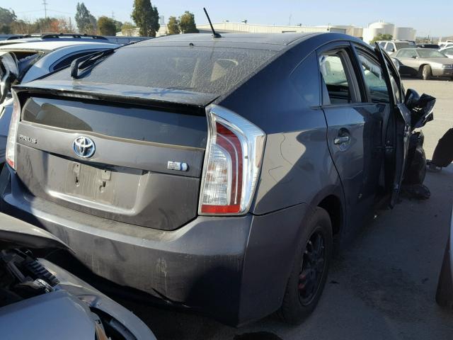 JTDKN3DU5D1676792 - 2013 TOYOTA PRIUS GRAY photo 4