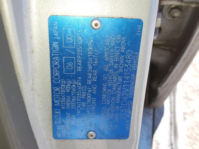 JS3TD62V114153480 - 2001 SUZUKI GRAND VITA SILVER photo 10