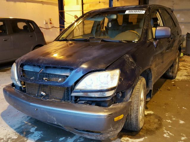 JTJHF10U120275614 - 2002 LEXUS RX 300 BLUE photo 2