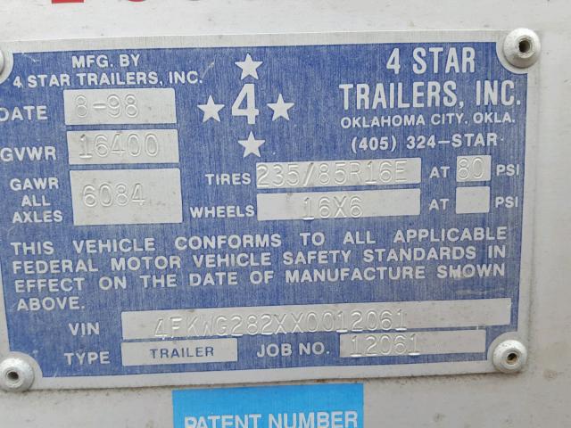 4FKWG282XX0012061 - 1999 CABIN TRAILER 5TH WHEEL SILVER photo 10