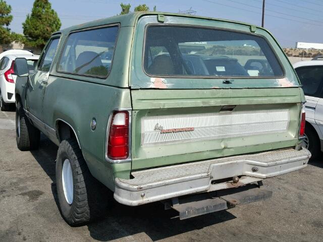 A10BF7S112508 - 1977 DODGE RAMCHARGER GREEN photo 3