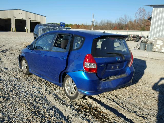 JHMGD38698S074108 - 2008 HONDA FIT SPORT BLUE photo 3