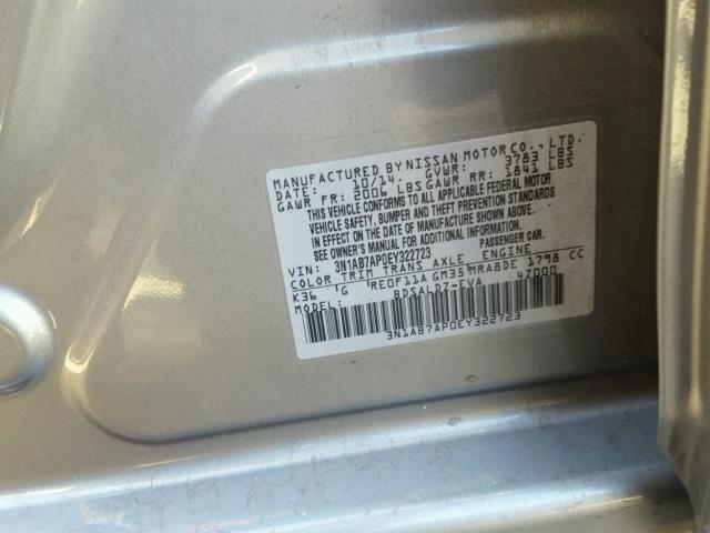 3N1AB7AP0EY322723 - 2014 NISSAN SENTRA S GRAY photo 10