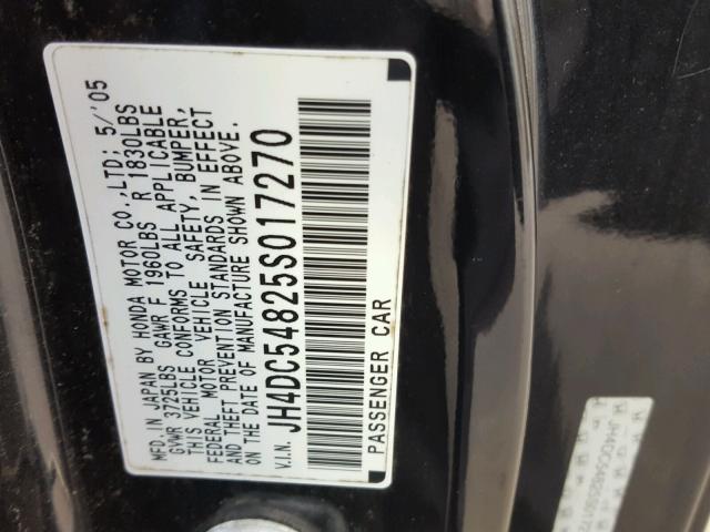 JH4DC54825S017270 - 2005 ACURA RSX BLACK photo 10