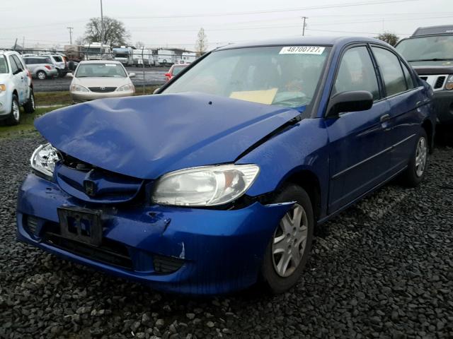 2HGES16405H569452 - 2005 HONDA CIVIC DX BLUE photo 2