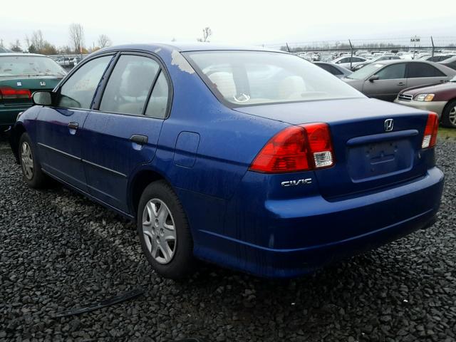 2HGES16405H569452 - 2005 HONDA CIVIC DX BLUE photo 3