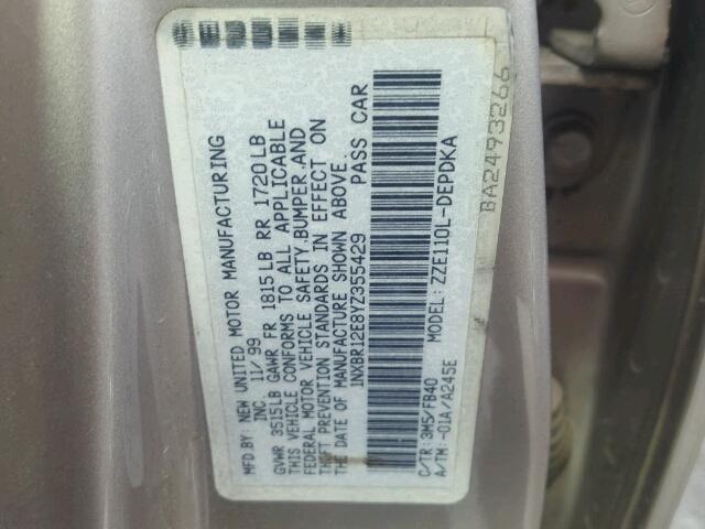 1NXBR12E8YZ355429 - 2000 TOYOTA COROLLA VE SILVER photo 10