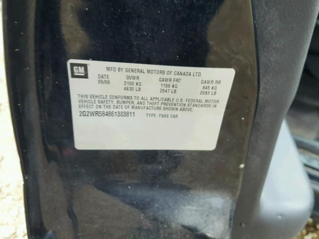 2G2WR584861303811 - 2006 PONTIAC GRAND PRIX Қара фото 10