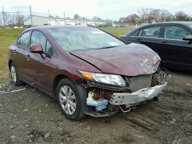 2HGFB2F50CH609139 - 2012 HONDA CIVIC LX BURGUNDY photo 1