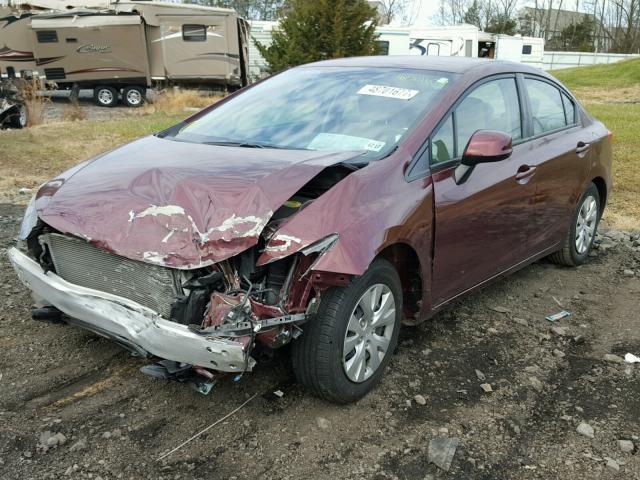 2HGFB2F50CH609139 - 2012 HONDA CIVIC LX BURGUNDY photo 2