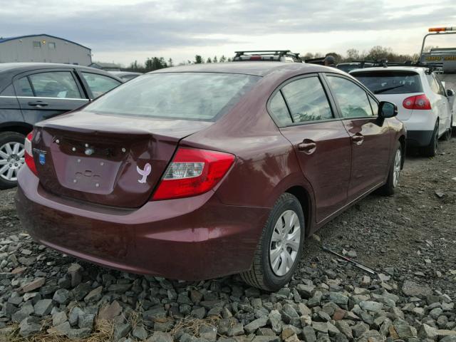 2HGFB2F50CH609139 - 2012 HONDA CIVIC LX BURGUNDY photo 4