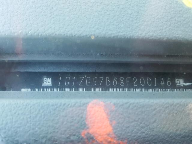 1G1ZG57B68F200146 - 2008 CHEVROLET MALIBU LS ნაცრისფერი ფოტო 10