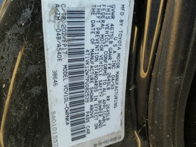 4T1VK12W7PU082539 - 1993 TOYOTA CAMRY LE BLACK photo 10