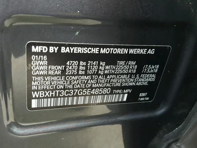 WBXHT3C37G5E48580 - 2016 BMW X1 XDRIVE2 Gris photo 10