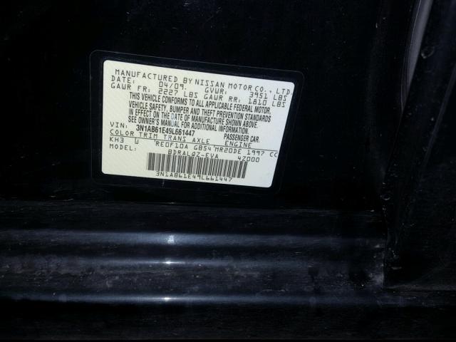 3N1AB61E49L661447 - 2009 NISSAN SENTRA 2.0 BLACK photo 10