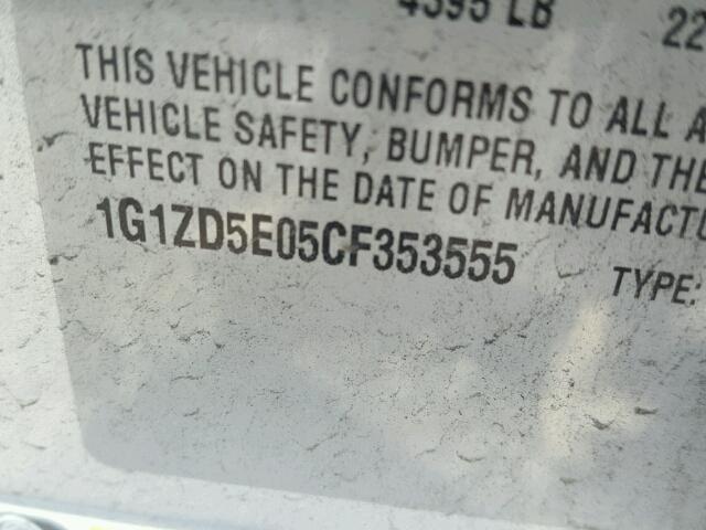 1G1ZD5E05CF353555 - 2012 CHEVROLET MALIBU 2LT SILVER photo 10