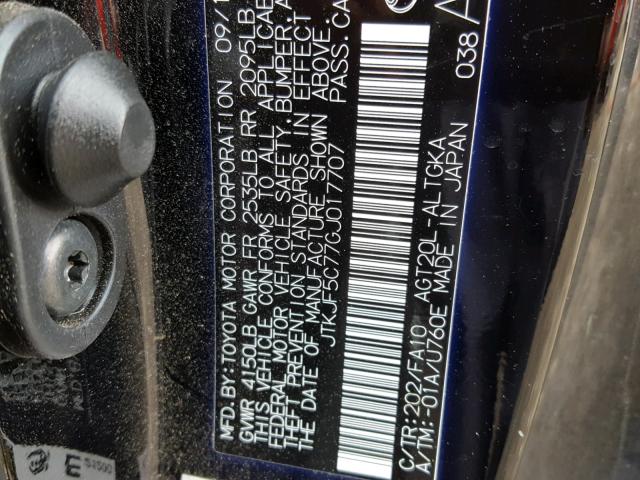 JTKJF5C77GJ017707 - 2016 TOYOTA SCION TC 黑色 照片 10